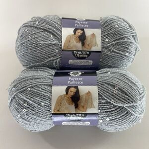 Loops & Threads Payette Paillette Sterling Silver Yarn Skein 216 yds Lot of 2